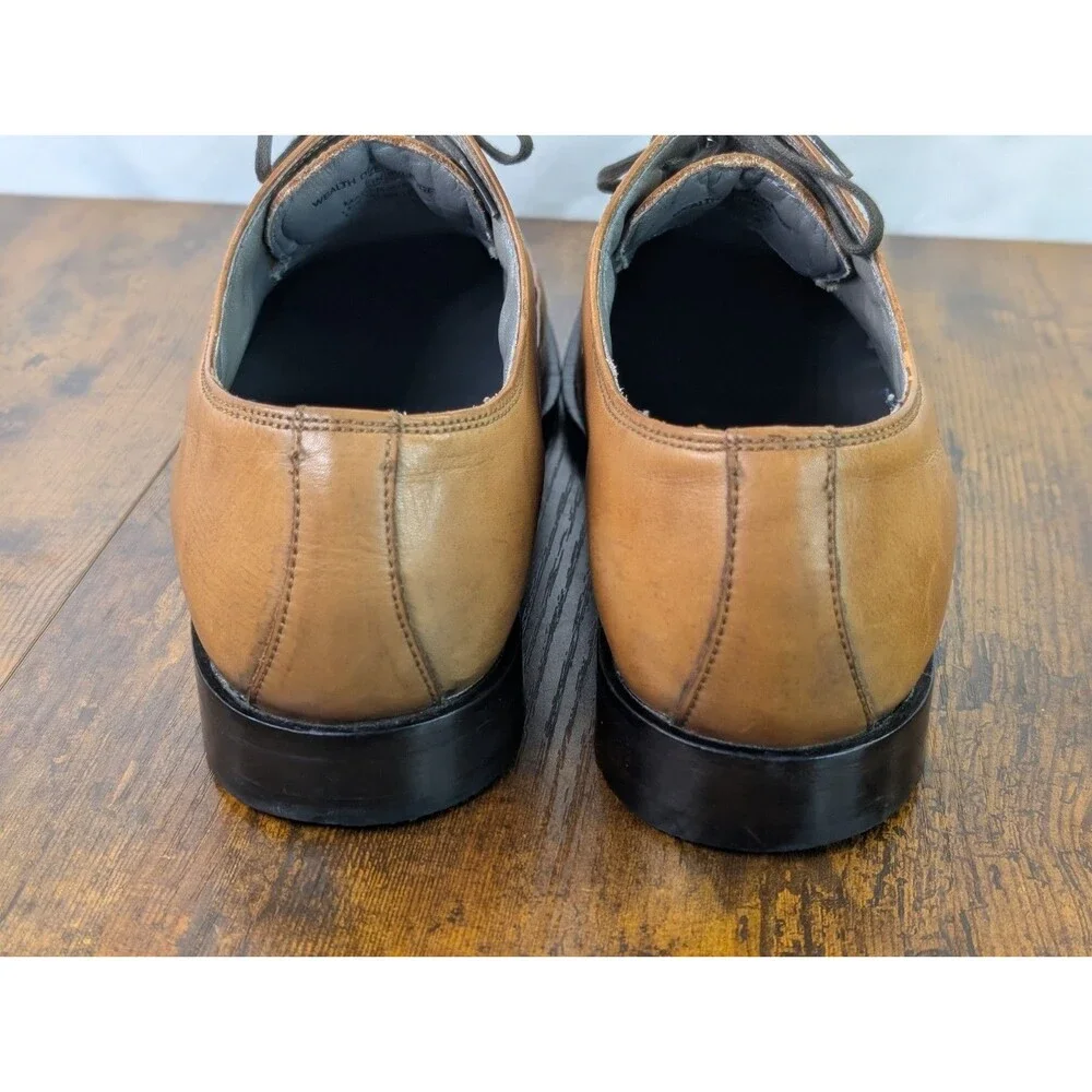 Kenneth Cole NY 72416 Men’s Tan Leather Apron Toe Derby Dress Shoes Size 9